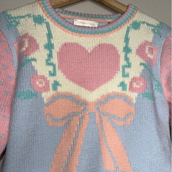 Loveshackfancy Emani Crewneck Sweater Fairy Forest Pink/Blue Size Small - Picture 4 of 8